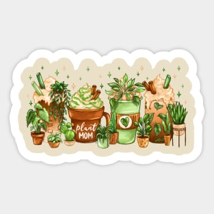 Plant Mom Coffee Design Sticker